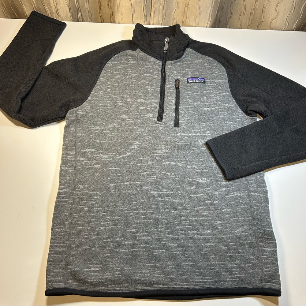 Patagonia Men's S Better Sweater 1/4 Zip Fleece Pullover Gray Black